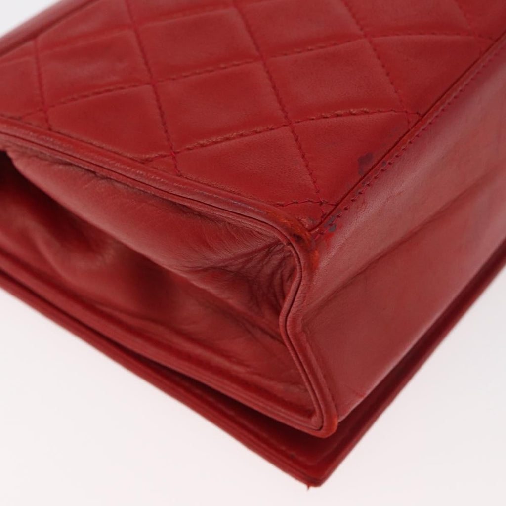 Chanel Vintage Cc Chain Full Flap Bag Quilted Leather Red Leather Shoulder Bag Bag