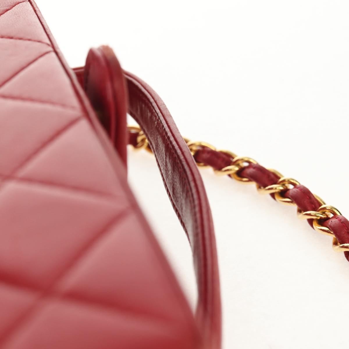 Chanel Matelasse Chain Shoulder Bag Leather Red Leather Shoulder Bag Bag