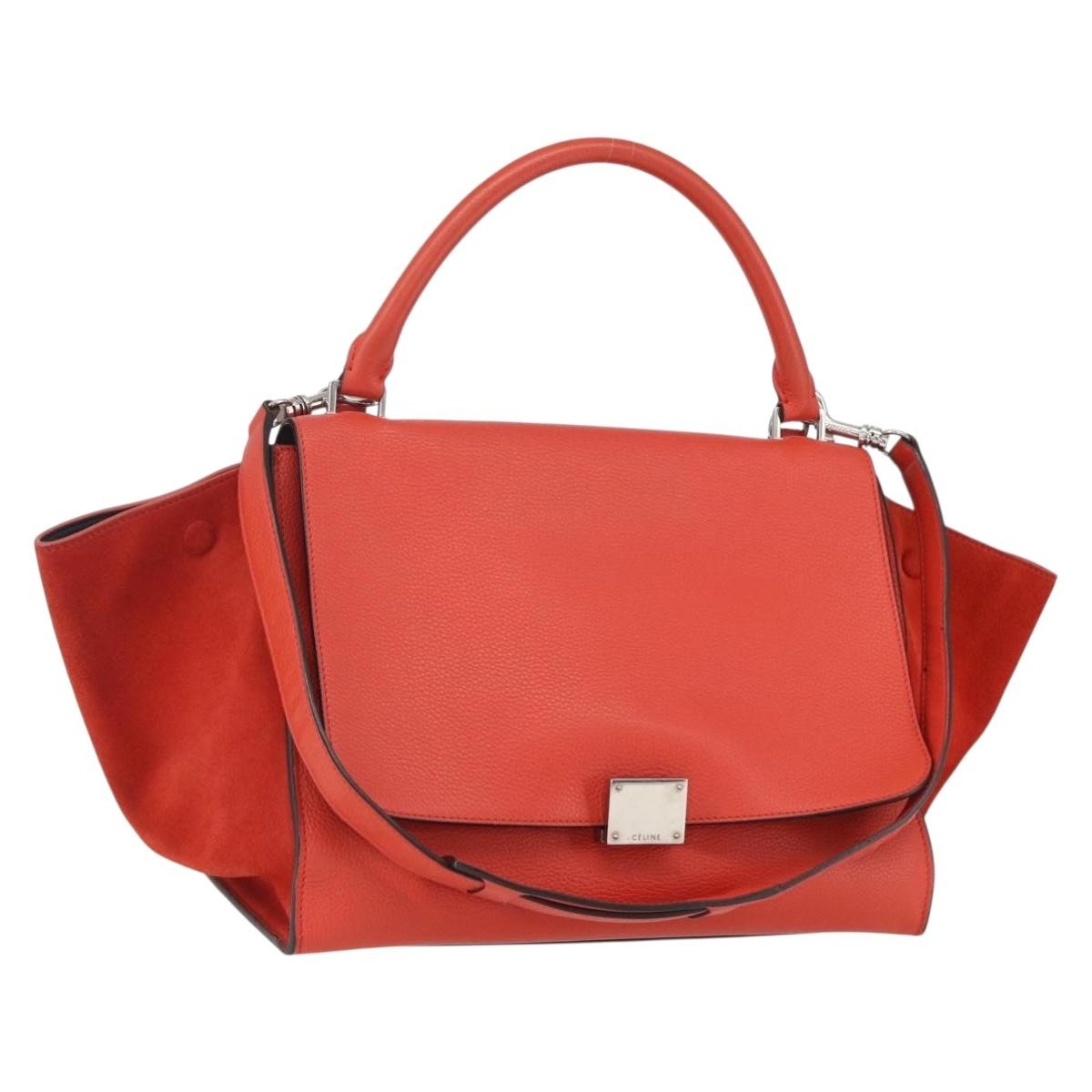 Celine Trapeze Bag Leather Red Leather Handbag