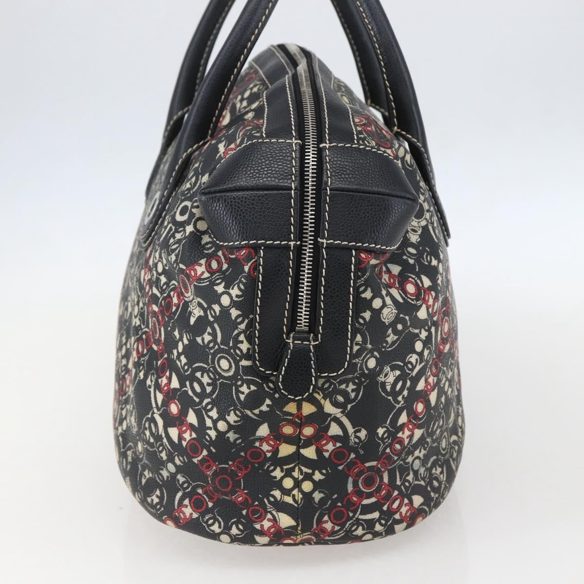 Chanel Optic Coco Bowler Bag Printed Coated Canvas With Caviar Black Pvc Travel Bag Bag