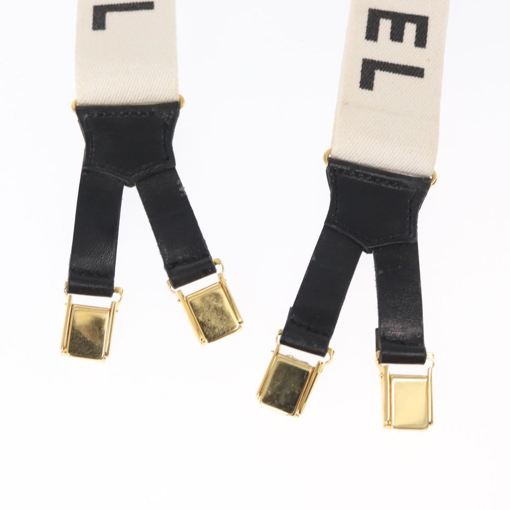 Chanel Logo Suspenders Canvas White Canvas Belts Accessory