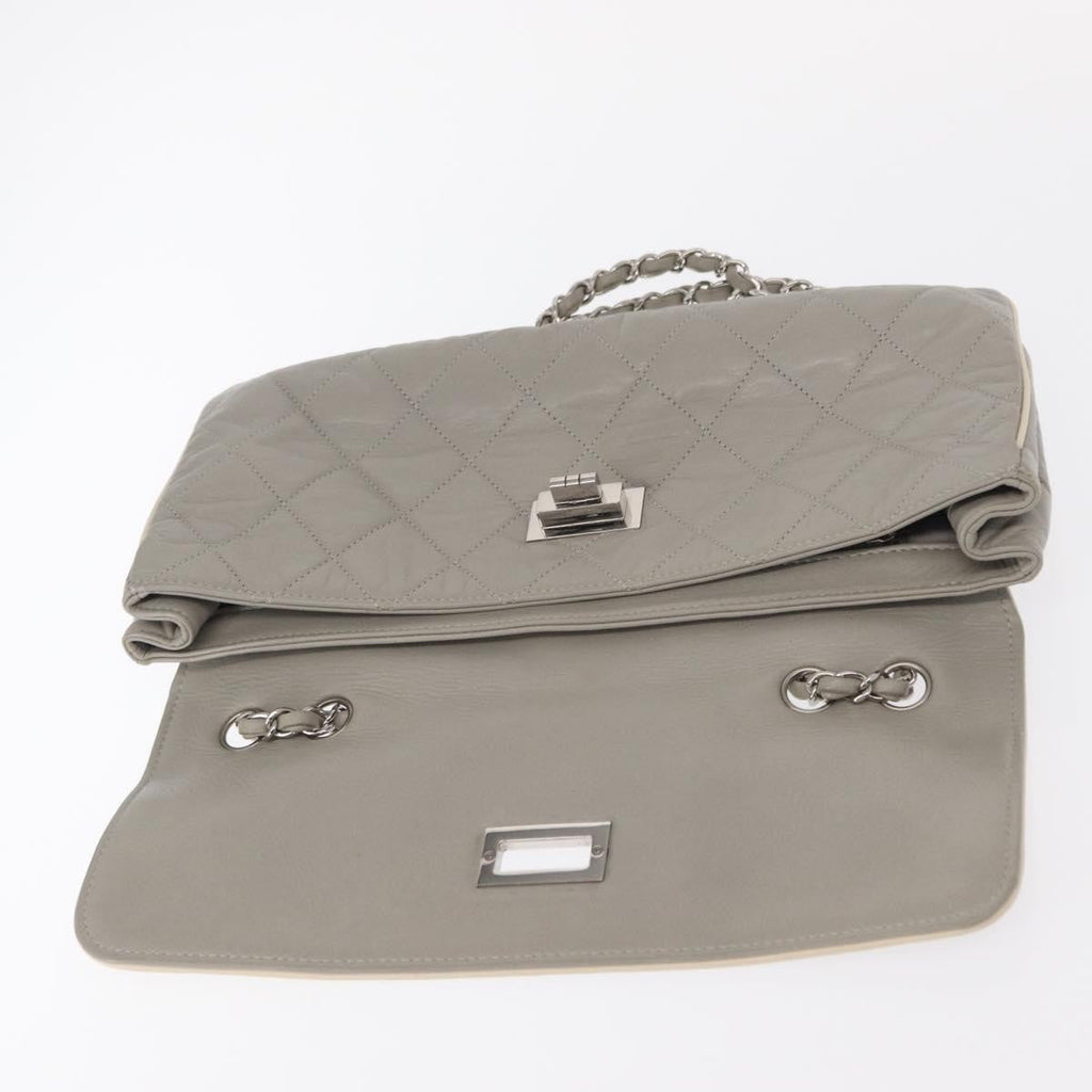 Chanel Mademoiselle Lock Flap Bag Quilted Lambskin Gray Leather Shoulder Bag Bag