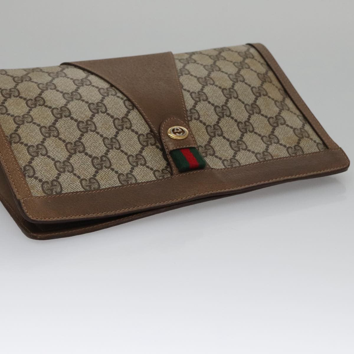 Gucci Sherry Line Pouch Canvas Beige Canvas Clutche & Pouche Bag (Pre-Owned)