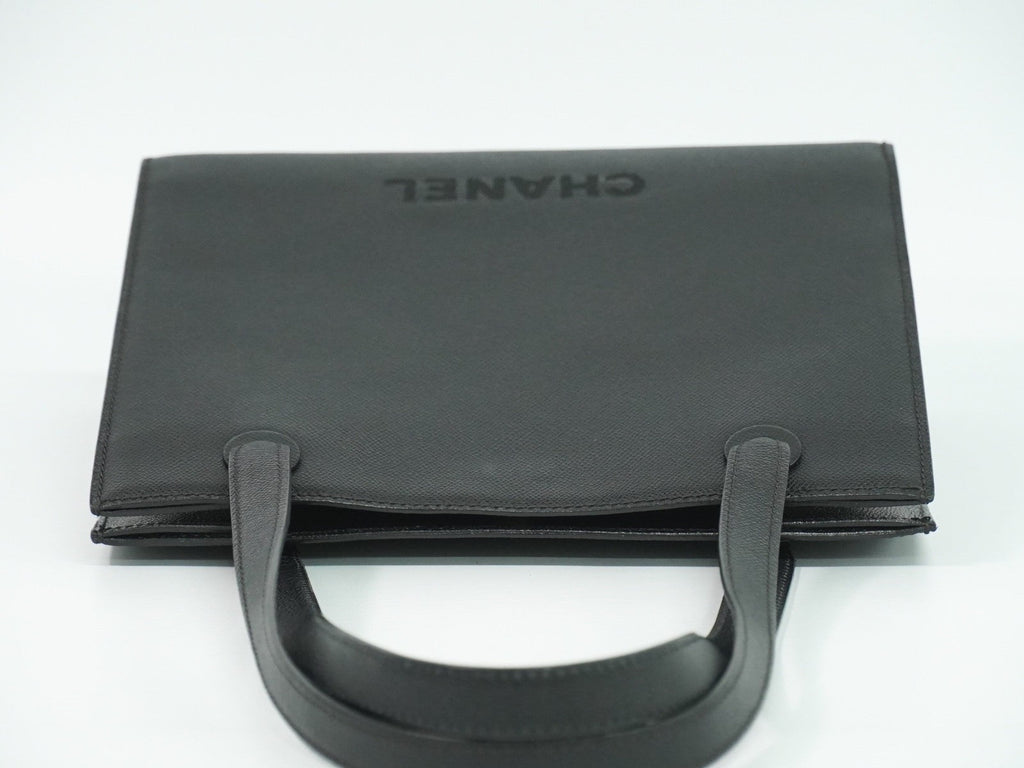 Chanel Vintage Logo Tote Leather Black Leather Tote Bag Bag