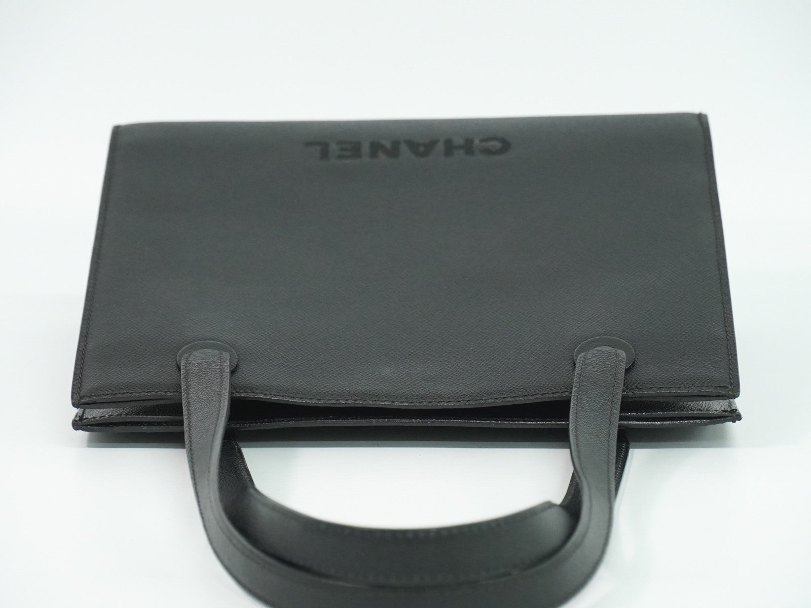 Chanel Vintage Logo Tote Leather Black Leather Tote Bag Bag
