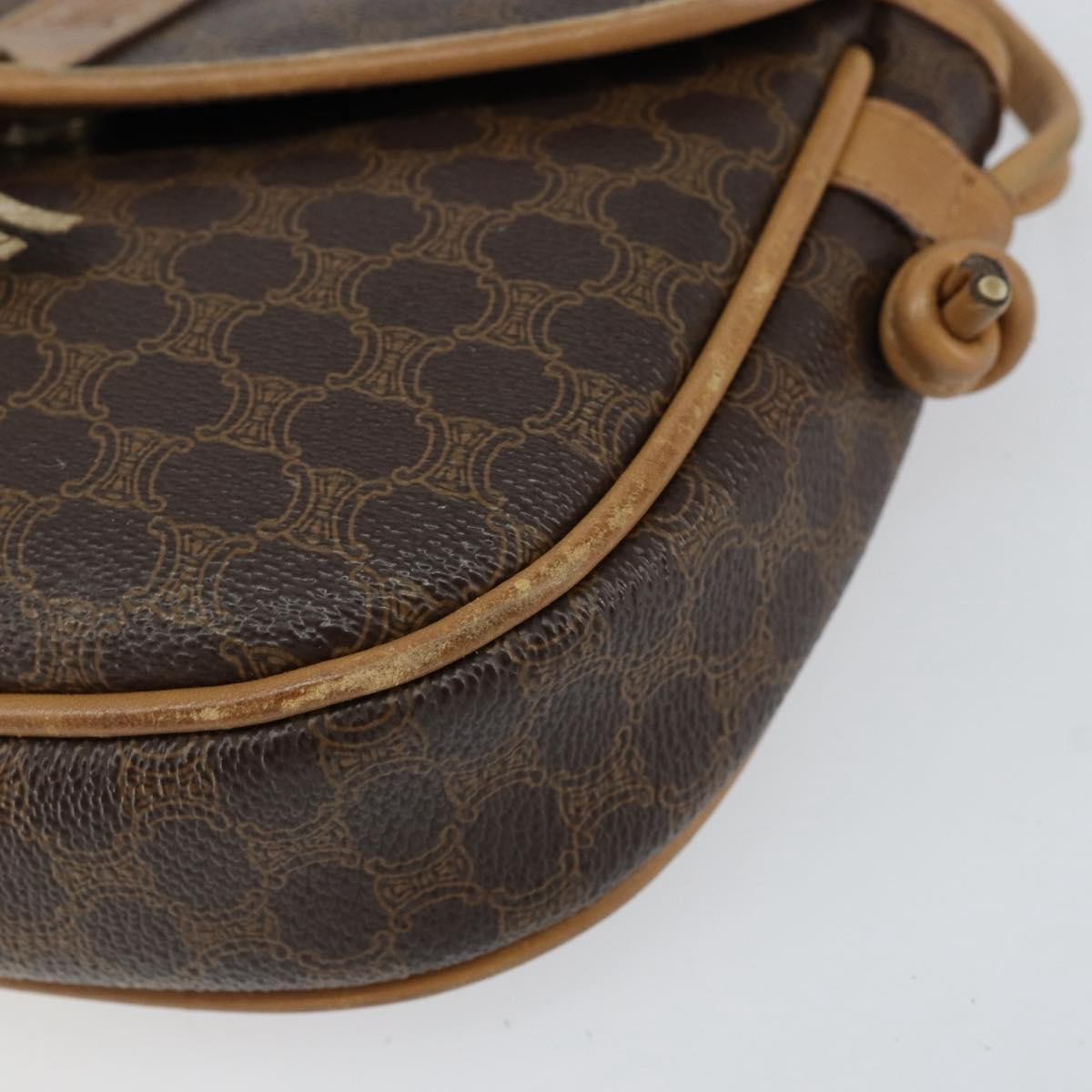 Celine Vintage Macadam Shoulder Bag Canvas And Leather Brown Canvas Shoulder Bag Bag