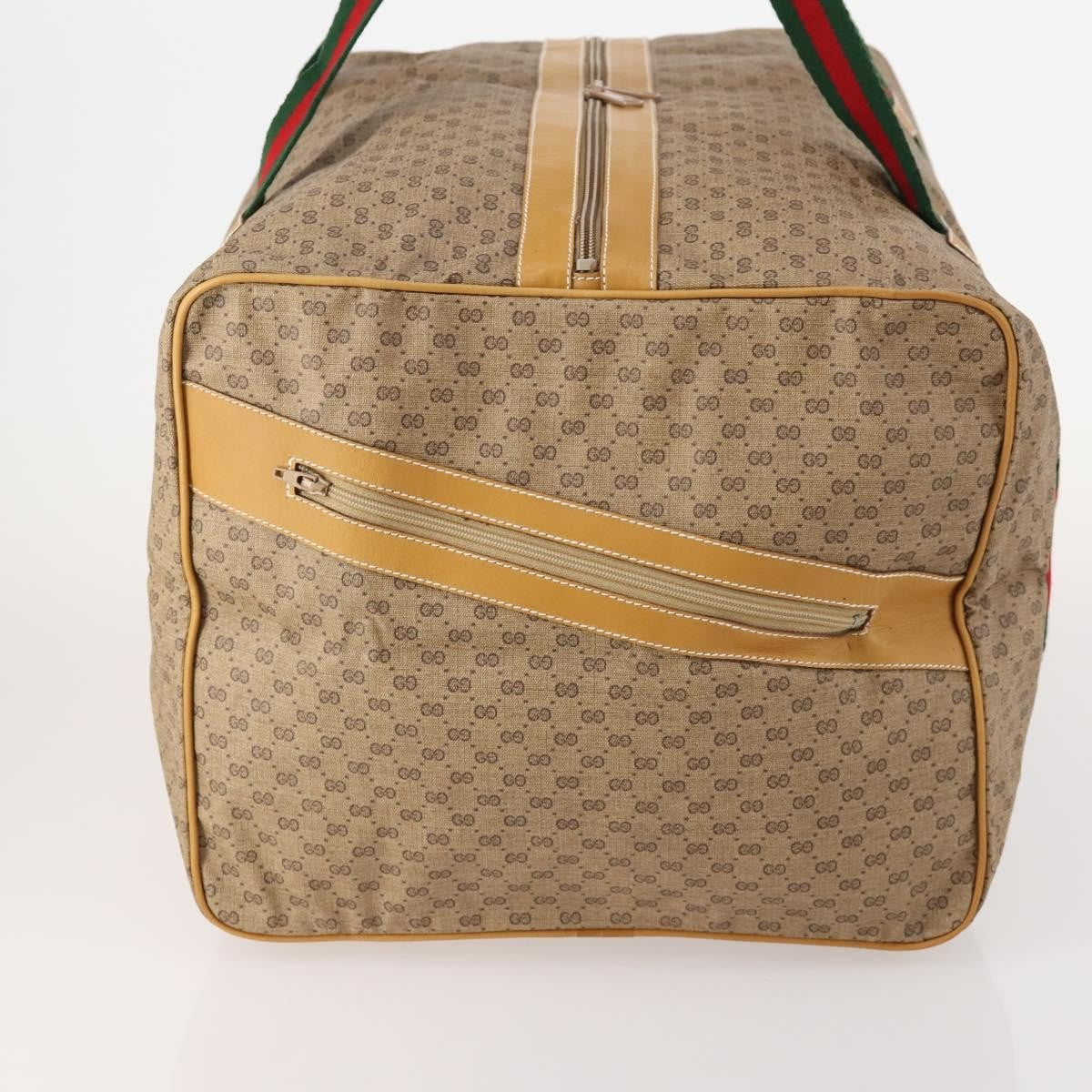 Gucci Web Trim Weekend Duffle Bag Gg Coated Canvas Beige Canvas Travel Bag Bag (Pre-Owned)