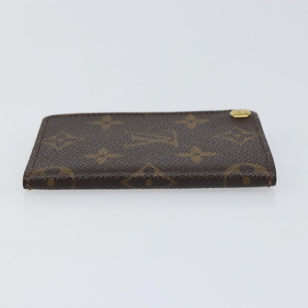 Louis Vuitton Porte Cartes Pression Card Case Monogram Canvas Brown Canvas Card Holders Accessory