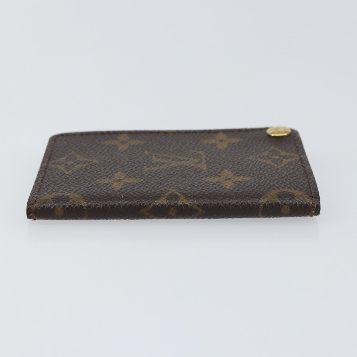 Louis Vuitton Porte Cartes Pression Card Case Monogram Canvas Brown Canvas Card Holders Accessory