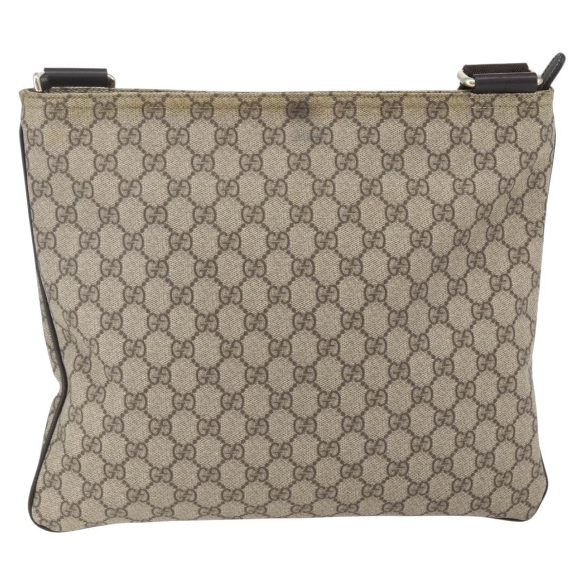 Gucci Zip Top Messenger Bag Gg Coated Canvas Beige Canvas Shoulder Bag Bag (Pre-Owned)