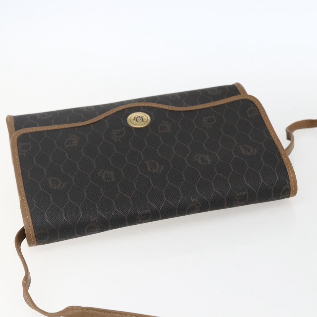 Christian Dior Vintage Honeycomb Flap Crossbody Bag Canvas And Leather Black Canvas Shoulder Bag Bag (Pre-Owned)