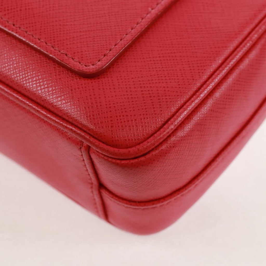 Prada Sound Chain Shoulder Bag Saffiano Leather Red Leather Shoulder Bag Bag