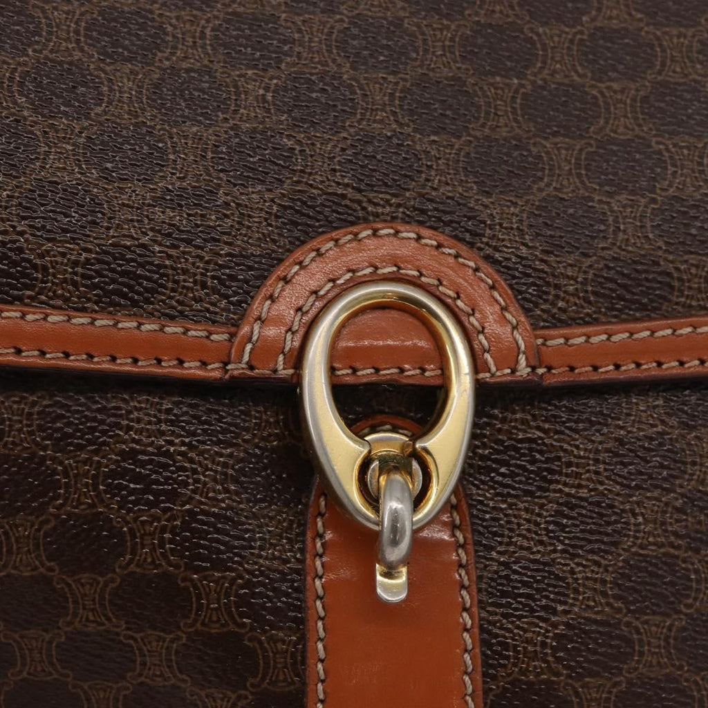 Celine Vintage Macadam Shoulder Bag Canvas And Leather Brown Canvas Handbag