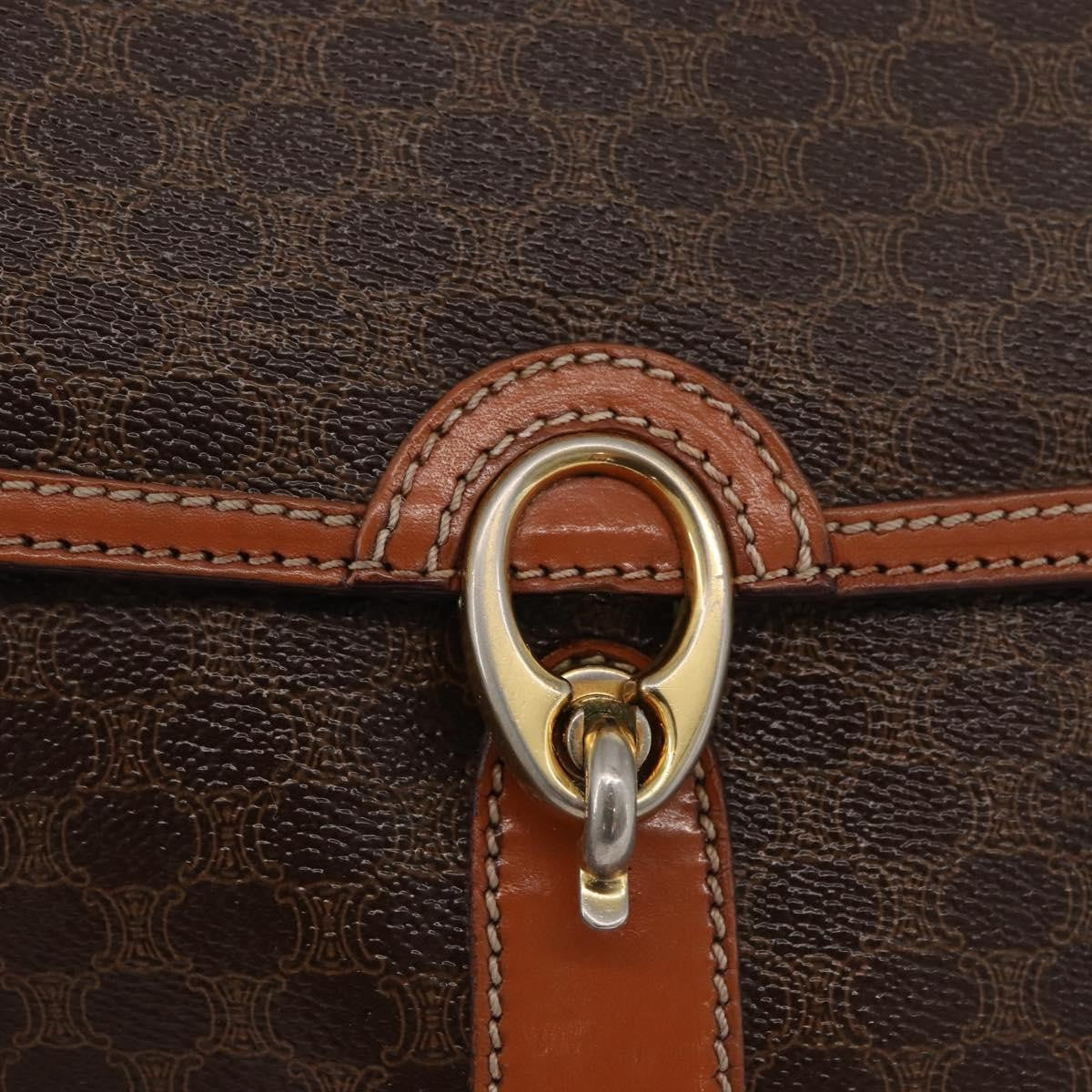 Celine Vintage Macadam Shoulder Bag Canvas And Leather Brown Canvas Handbag