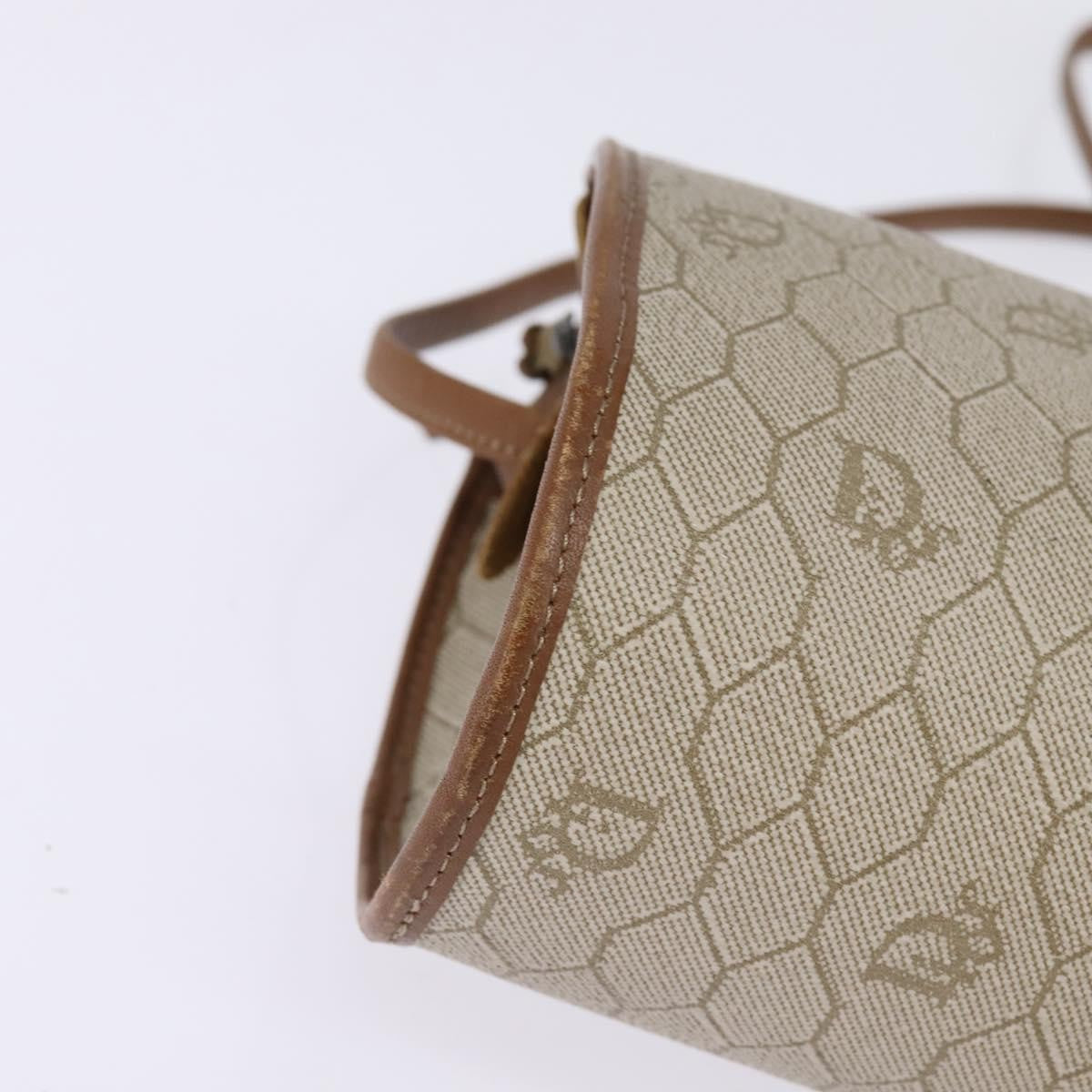 Christian Dior Vintage Honeycomb Shoulder Bag Canvas And Leather Beige Canvas Bag (Pre-Owned)