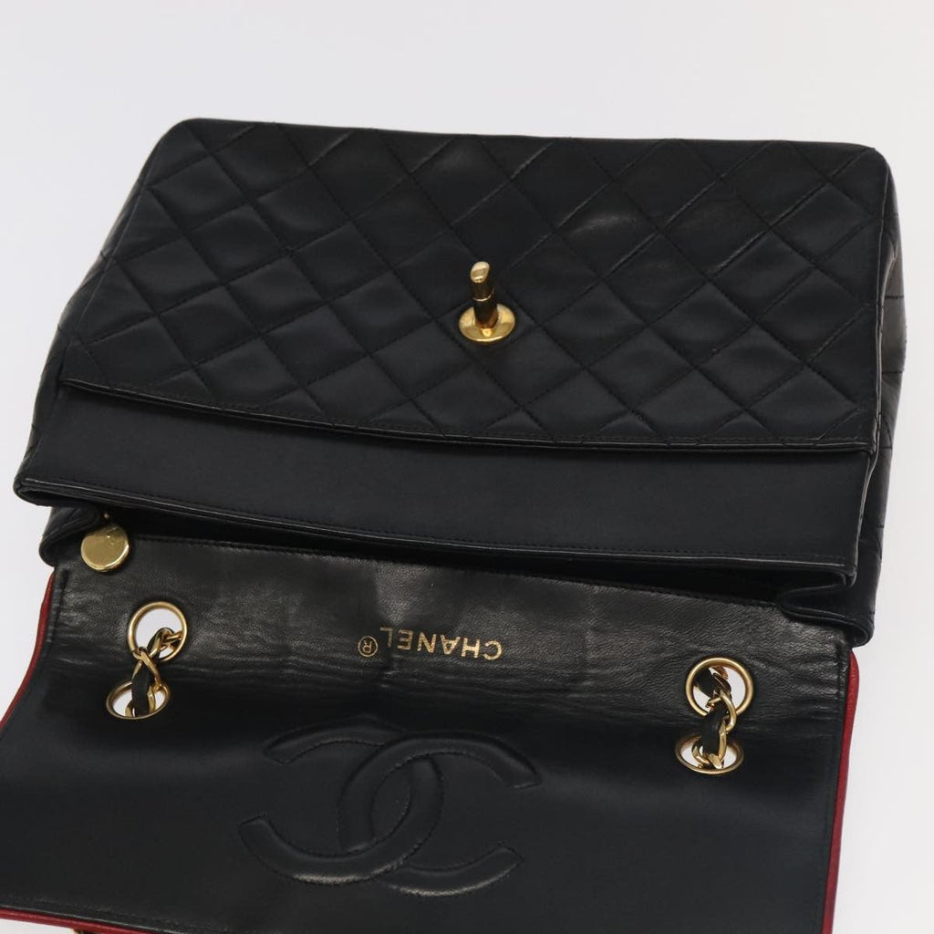 Chanel Flap Shoulder Bag Leather Black Leather Handbag