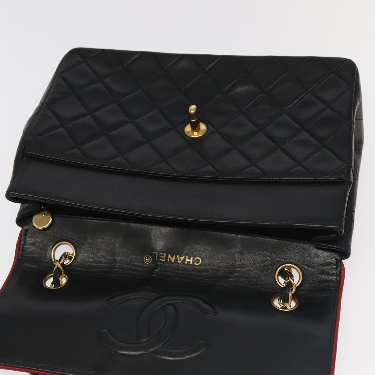 Chanel Flap Shoulder Bag Leather Black Leather Handbag