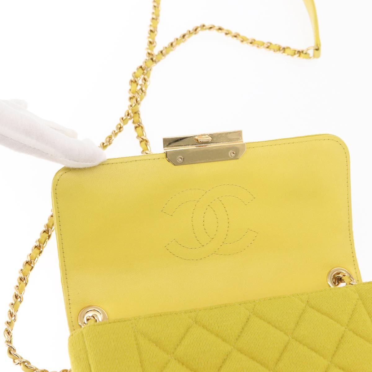 Chanel Chic With Me Flap Bag Quilted Jersey Yellow Cotton Shoulder Bag Bag