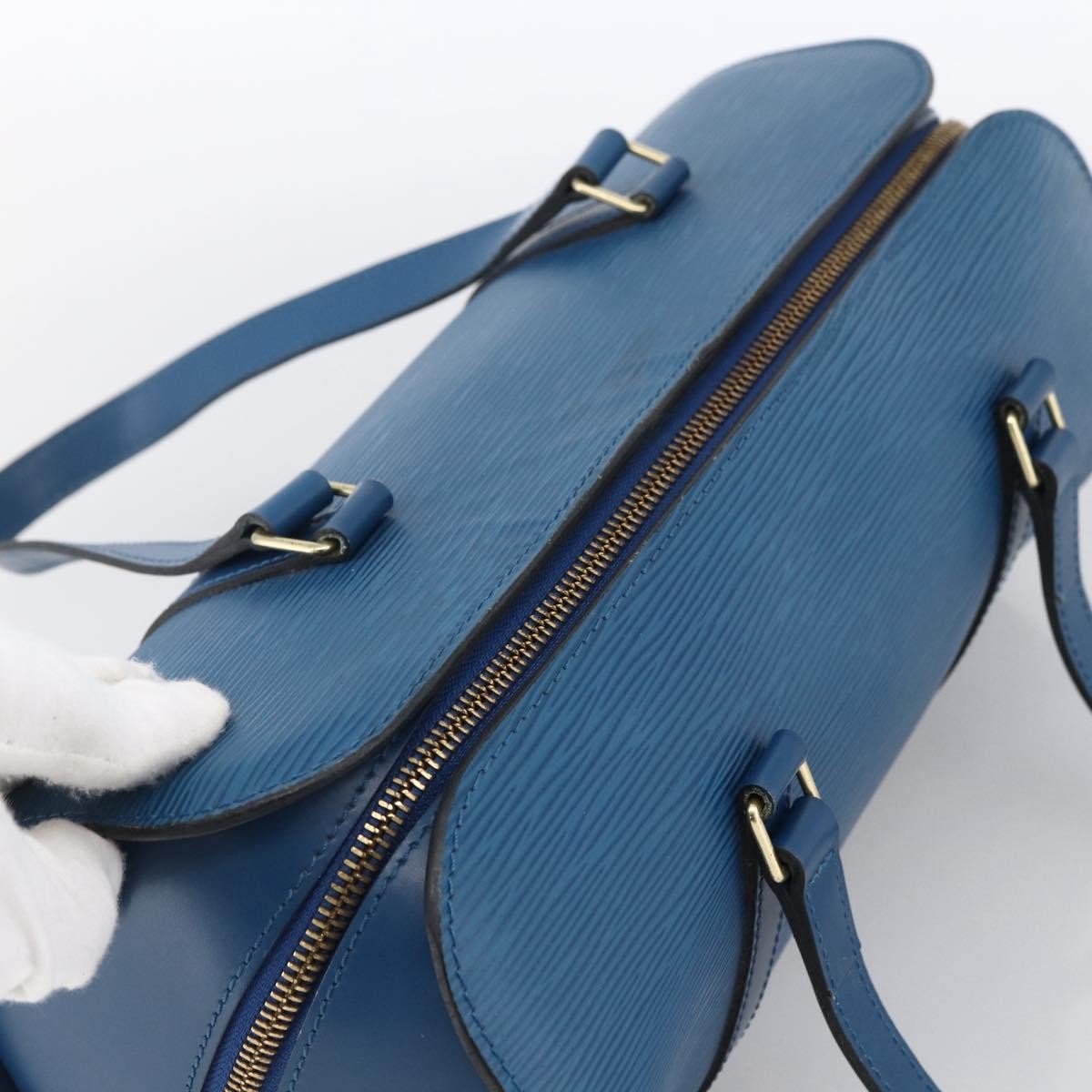 Louis Vuitton Soufflot Handbag Epi Leather Blue Leather Handbag