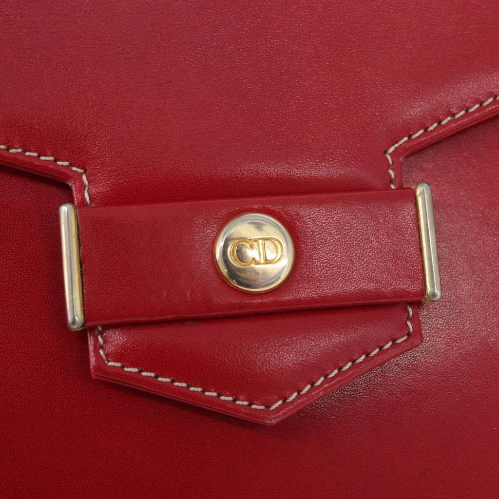 Christian Dior Vintage Cd Chain Flap Shoulder Bag Leather Red Leather Shoulder Bag Bag (Pre-Owned)