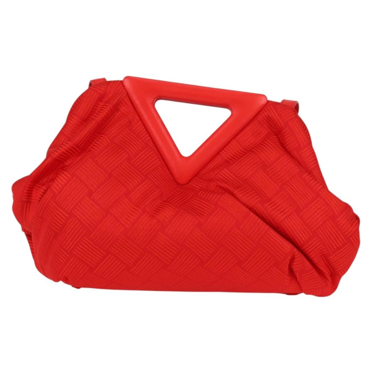 Bottega Veneta Point Shoulder Bag Chunky Knit Fabric Red Nylon Shoulder Bag Bag