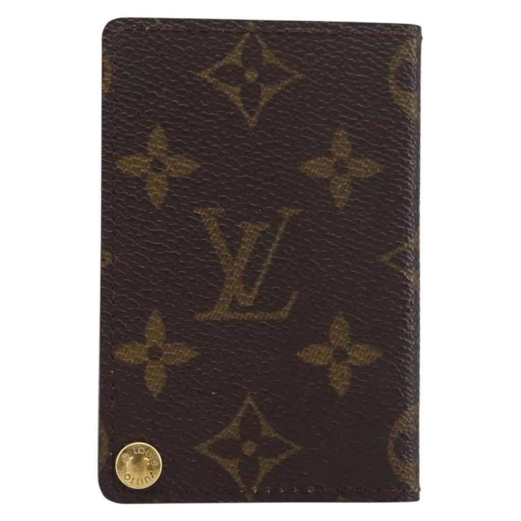 Louis Vuitton Porte Cartes Pression Card Case Monogram Canvas Brown Canvas Card Holders Accessory
