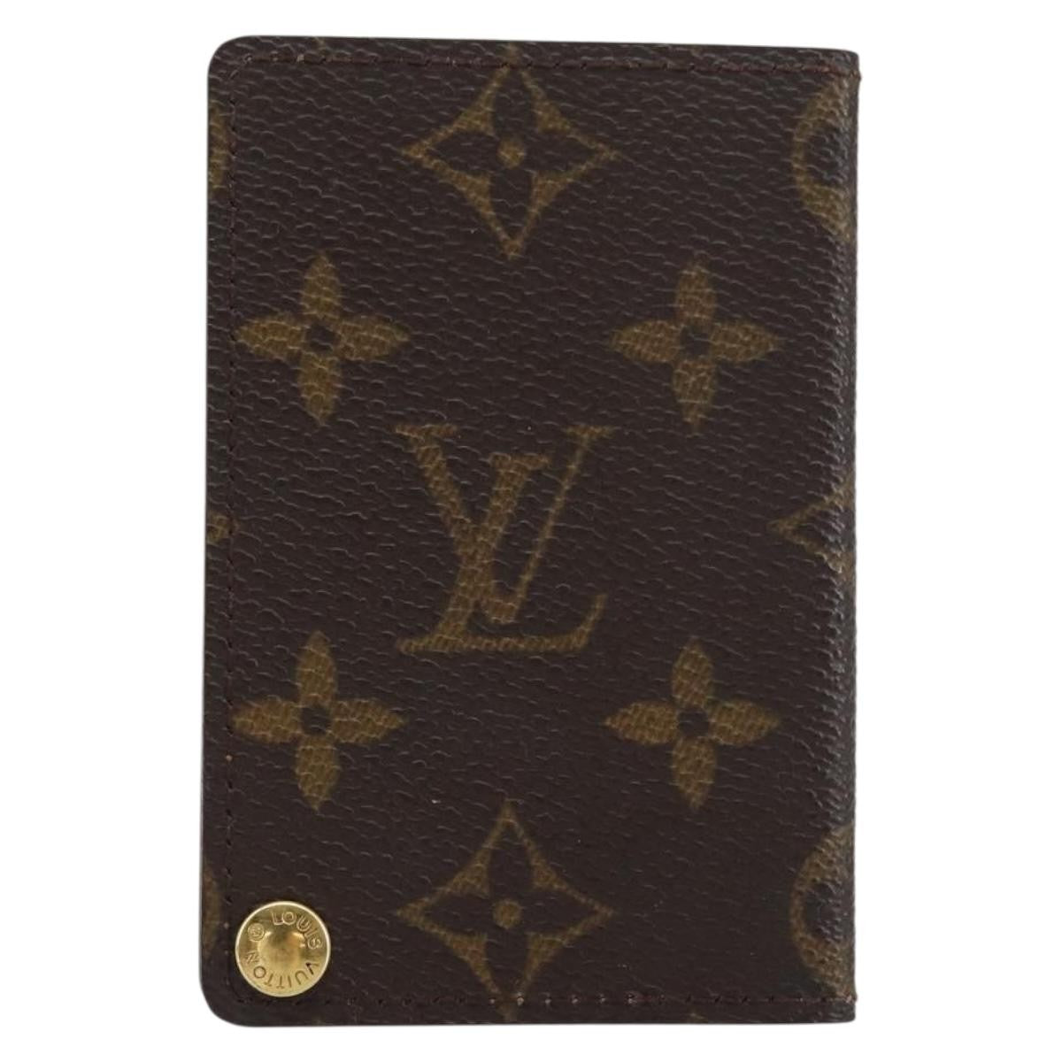 Louis Vuitton Porte Cartes Pression Card Case Monogram Canvas Brown Canvas Card Holders Accessory
