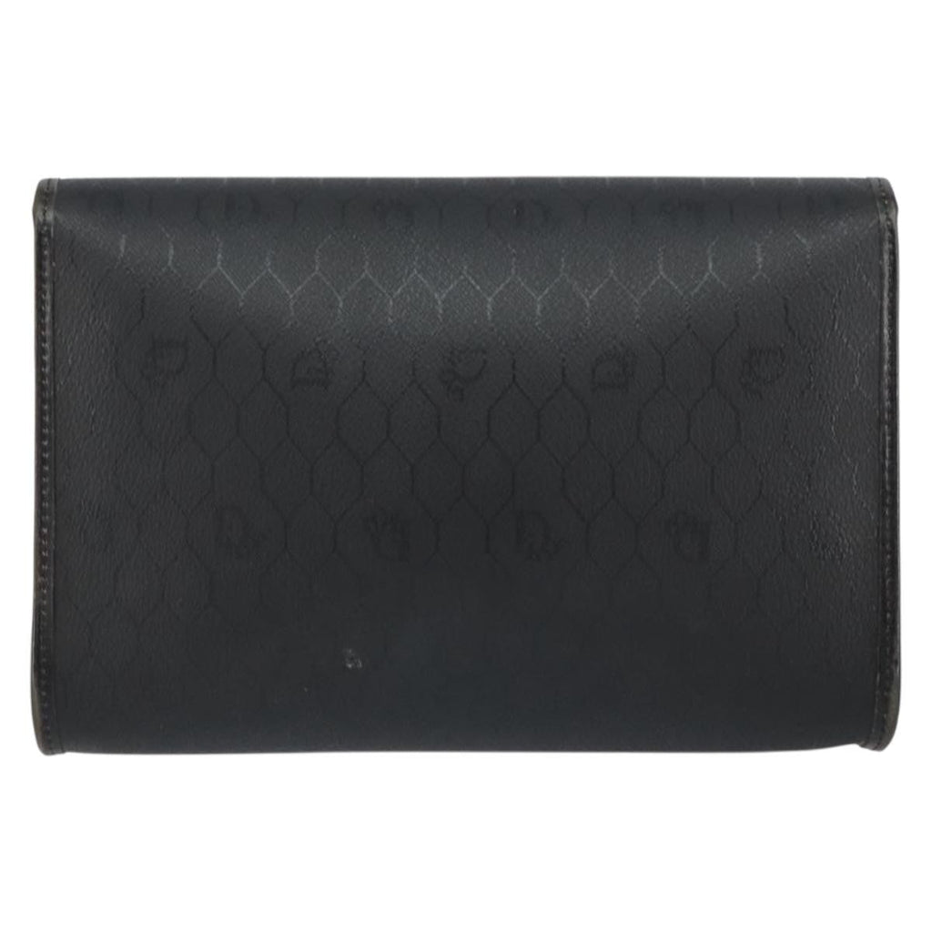 Christian Dior Vintage Honeycomb Flap Crossbody Bag Coated Canvas Black Canvas Shoulder Bag Bag (Pre-Owned)
