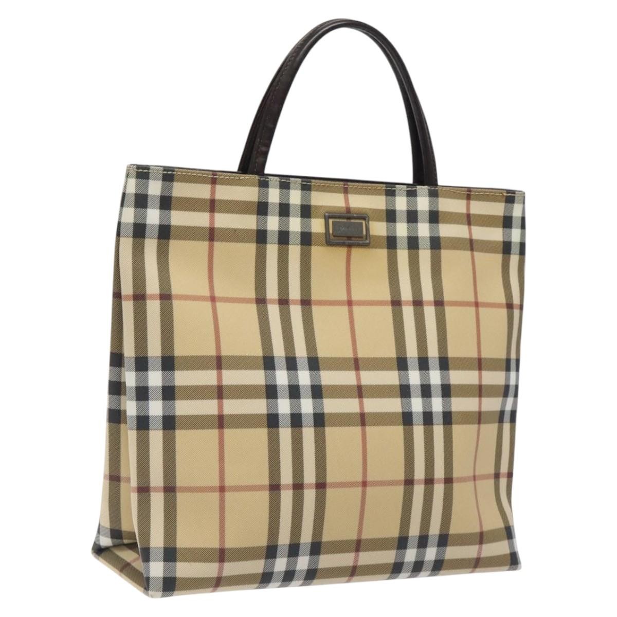 Burberry Nova Check Tote Canvas Check Pattern Beige Canvas Tote Bag