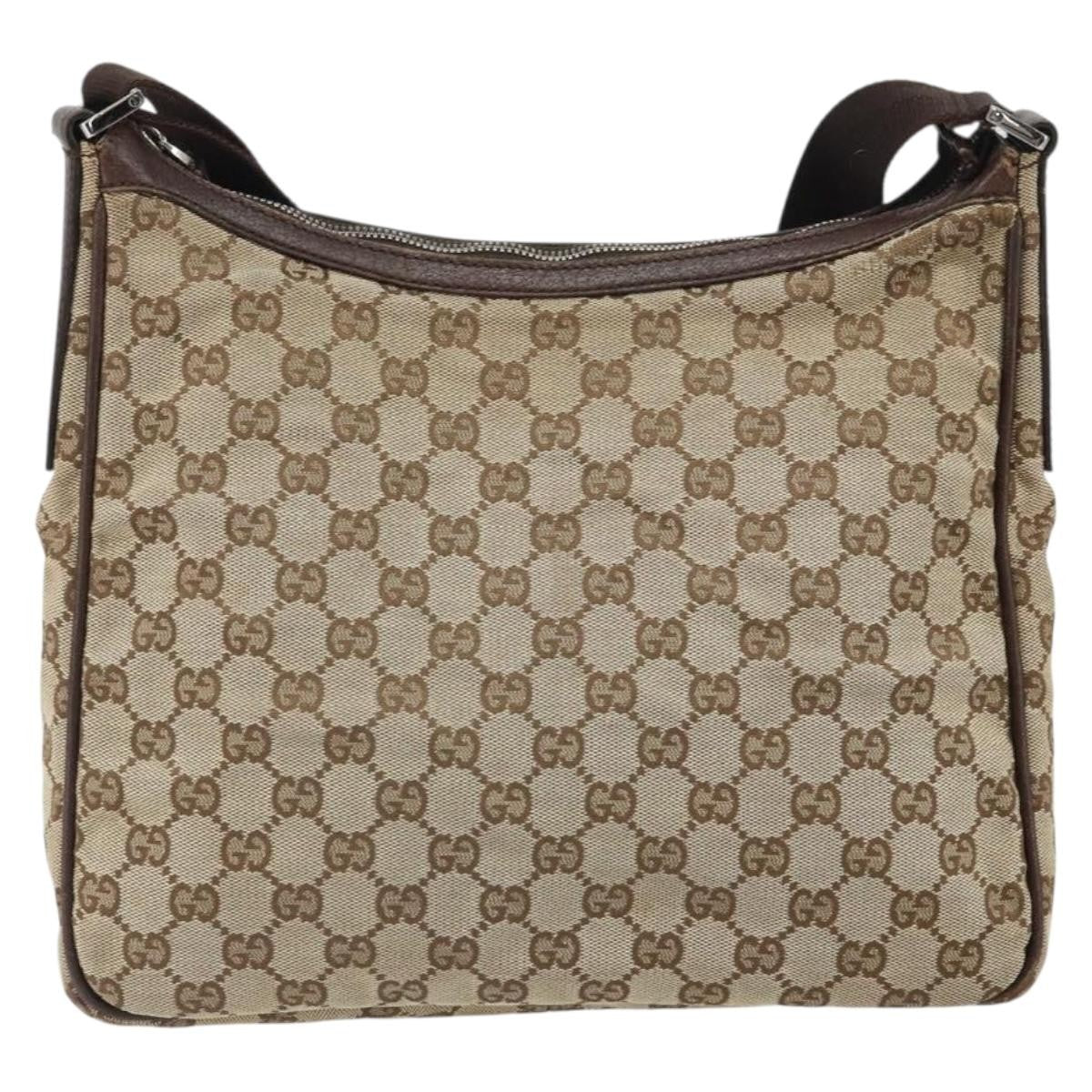 Gucci Vintage Shoulder Bag Gg Canvas And Leather Beige Canvas Shoulder Bag Bag (Pre-Owned)