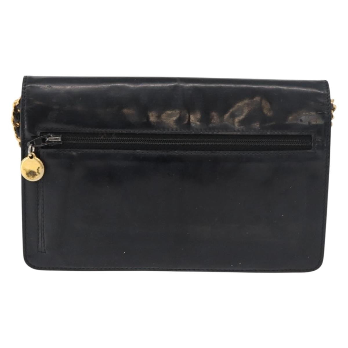 Chanel Vintage Cc Wallet On Chain Patent Black Patent_Leather Shoulder Bag Bag