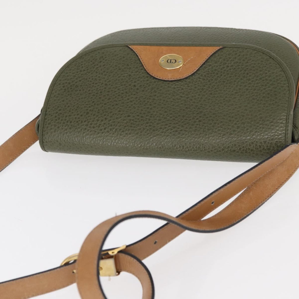 Christian Dior Vintage Shoulder Bag Leather Green Leather Shoulder Bag Bag (Pre-Owned)