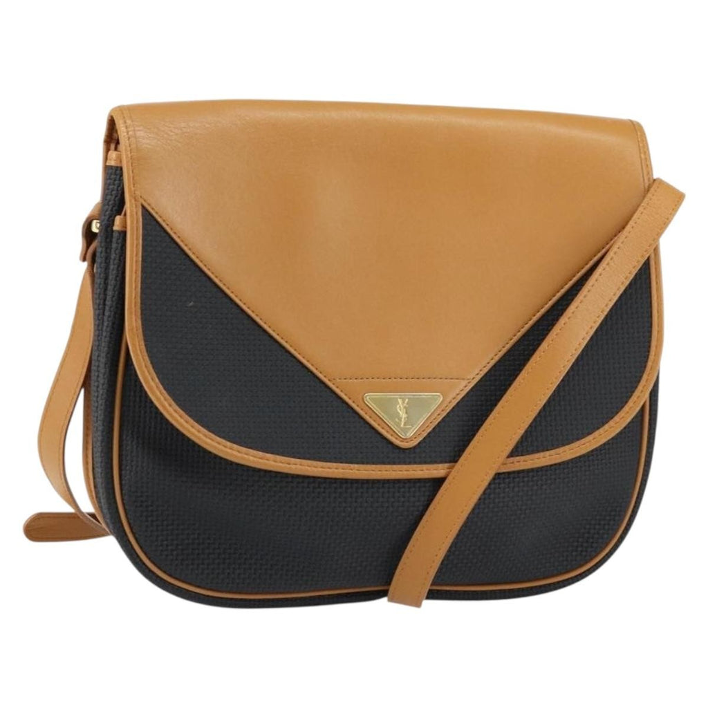 Saint Laurent Vintage Shoulder Bag Leather Beige Leather Shoulder Bag Bag (Pre-Owned)