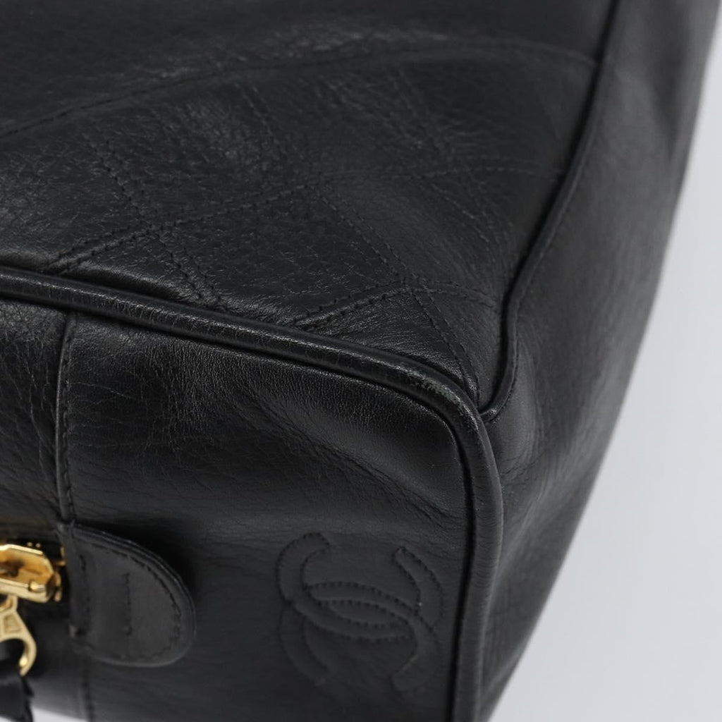 Chanel Vintage Toiletry Pouch Leather Black Leather Clutche & Pouche Bag