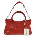 Balenciaga City Giant Studs Bag Leather Red Leather Hand