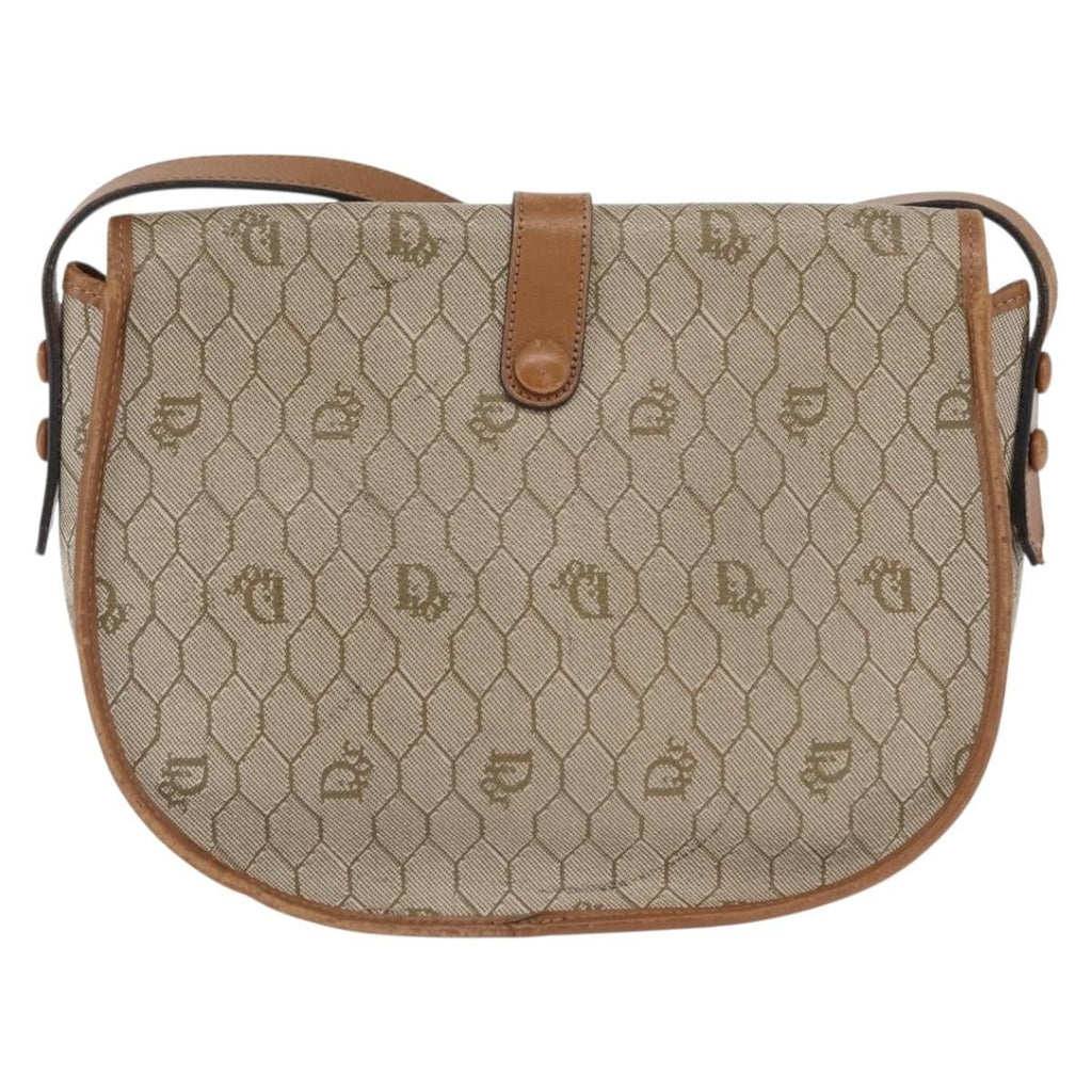 Christian Dior Vintage Honeycomb Shoulder Bag Canvas And Leather Beige Canvas Shoulder Bag Bag (Pre-Owned)