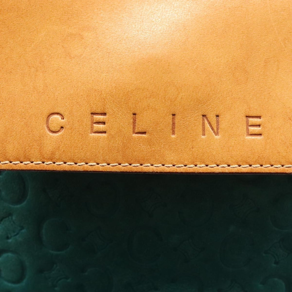 Celine Macadam Shoulder Bag Canvas Turquoise Suede Bag