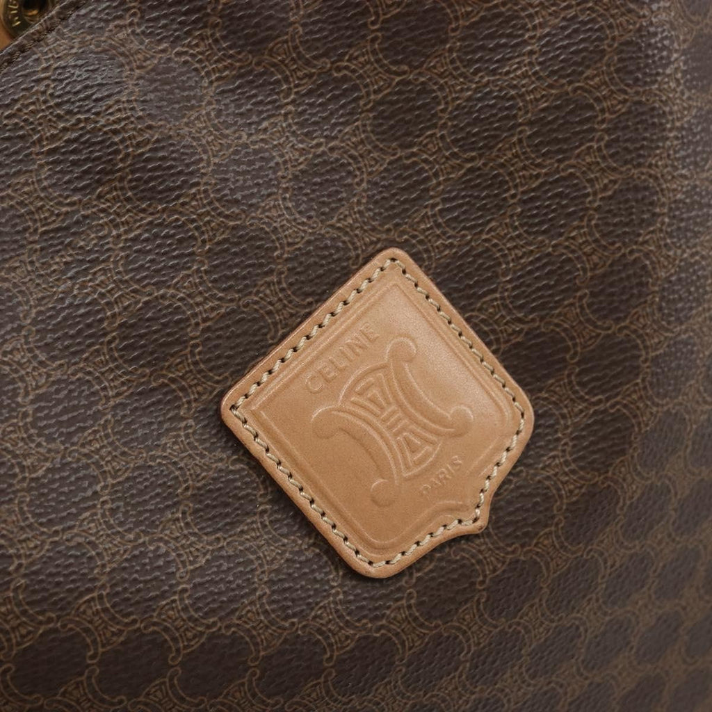 Celine Vintage Macadam Tote Bag Canvas And Leather Brown Canvas Tote Bag Bag