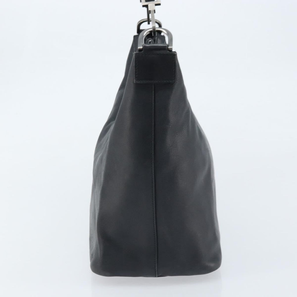 Gucci Vintage Bamboo Hobo Leather Black Leather Handbag (Pre-Owned)