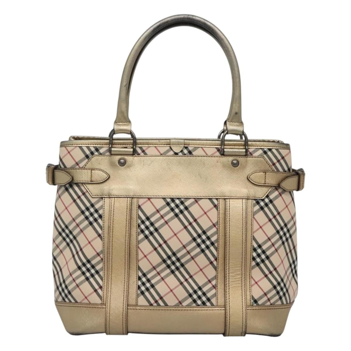 Burberry Nova Check Tote Canvas And Leather Beige Canvas Tote Bag