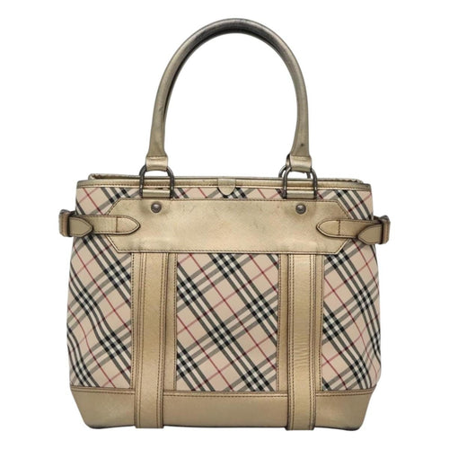 Burberry Nova Check Tote Canvas And Leather Beige Canvas Tote Bag
