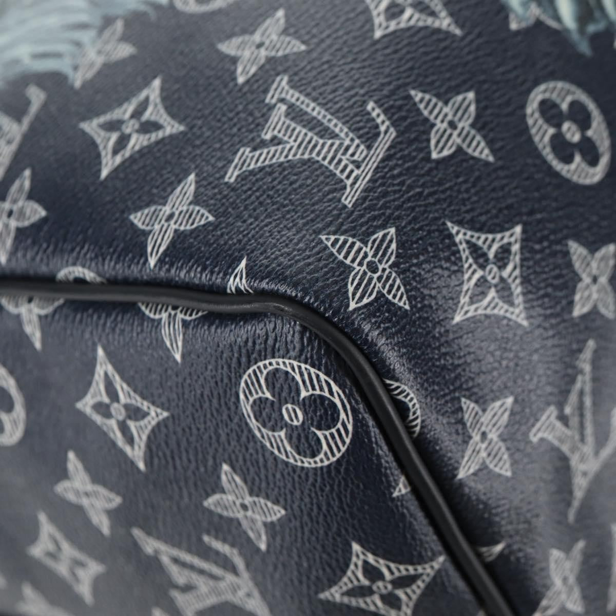 Louis Vuitton Keepall Bandouliere Bag Limited Edition Chapman Savane Monogram Canvas Navy Canvas Travel Bag