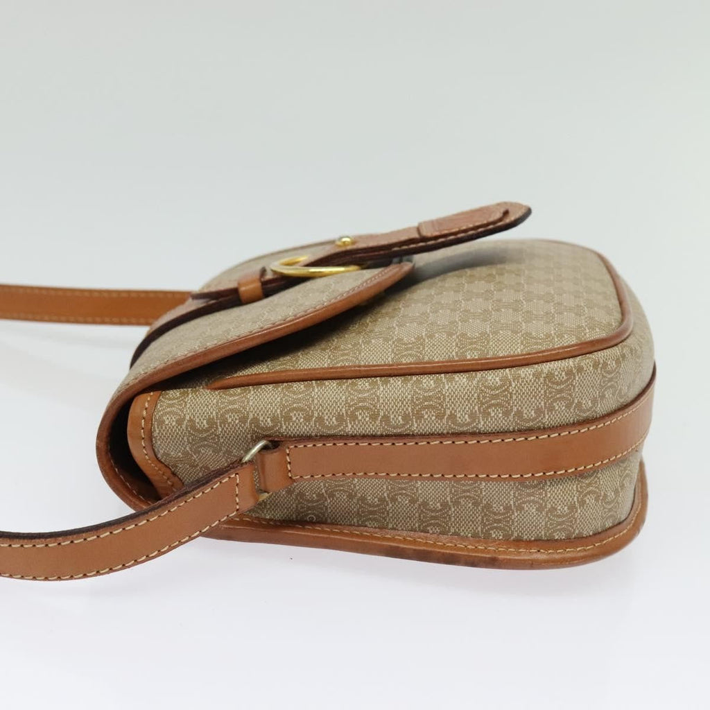 Celine Macadam Shoulder Bag Pvc Leather Beige Canvas Bag