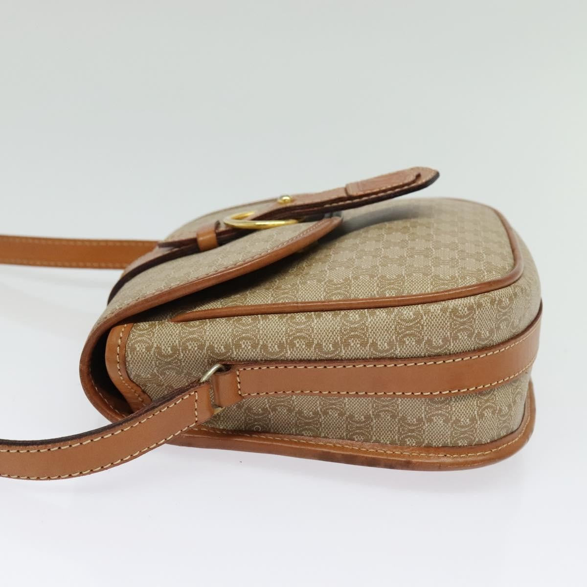 Celine Macadam Shoulder Bag Pvc Leather Beige Canvas Bag