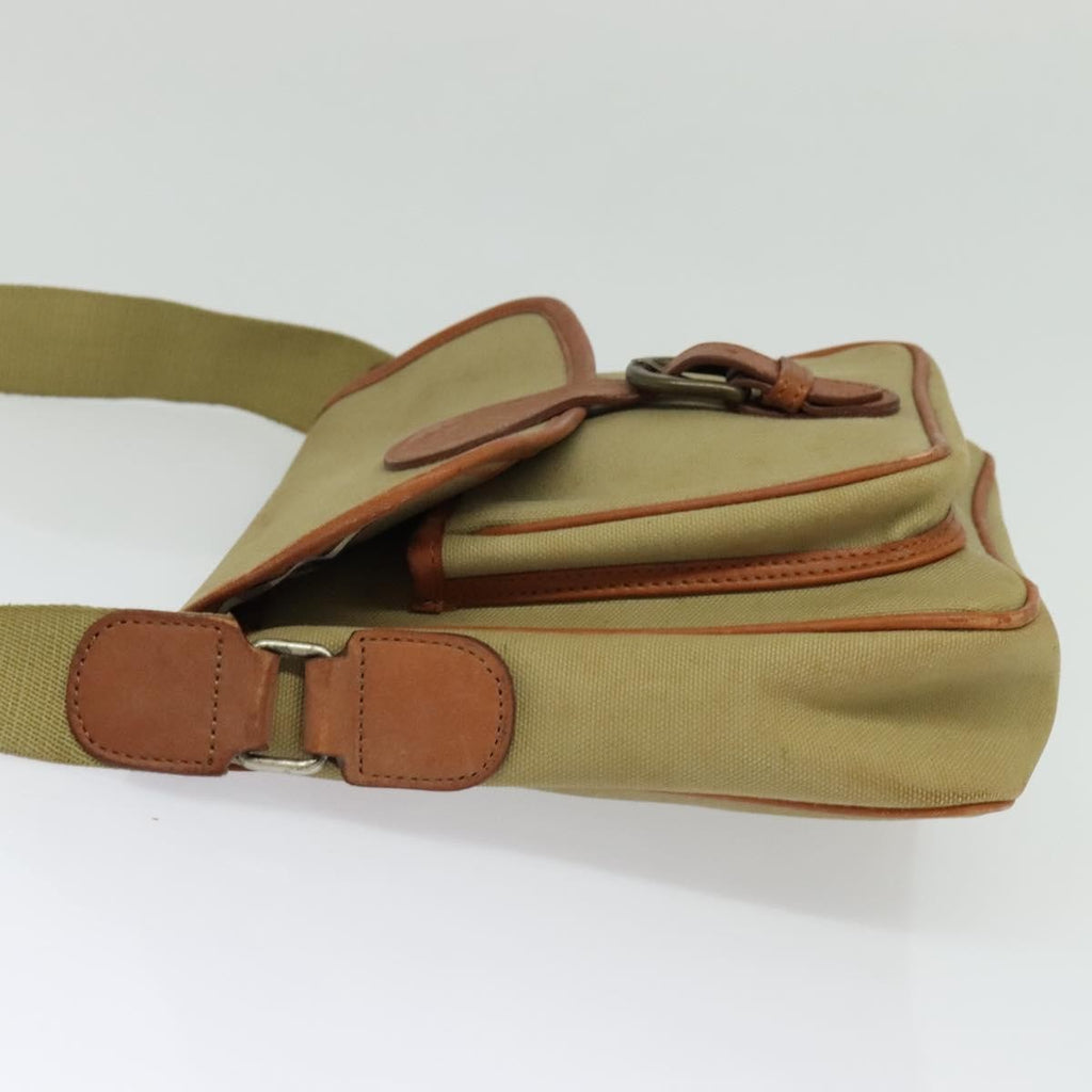 Burberry Front Pocket Messenger Bag Canvas Beige Canvas Shoulder Bag