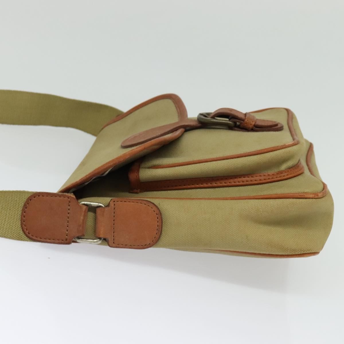 Burberry Front Pocket Messenger Bag Canvas Beige Canvas Shoulder Bag
