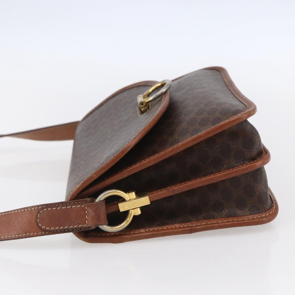 Celine Flap Shoulder Bag Canvas Brown Canvas Shoulder Bag Bag
