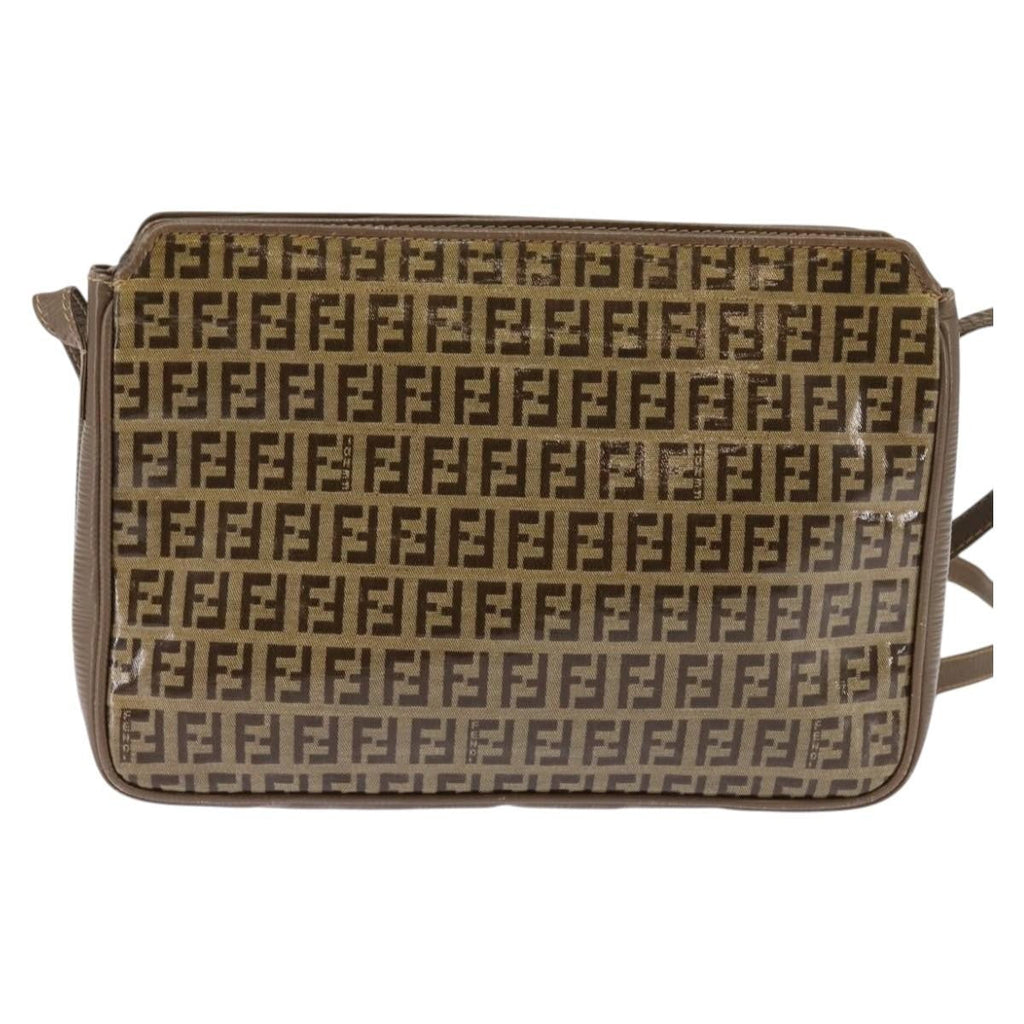 Fendi Vintage Zip Crossbody Bag Zucchino Canvas Beige Canvas Shoulder Bag Bag