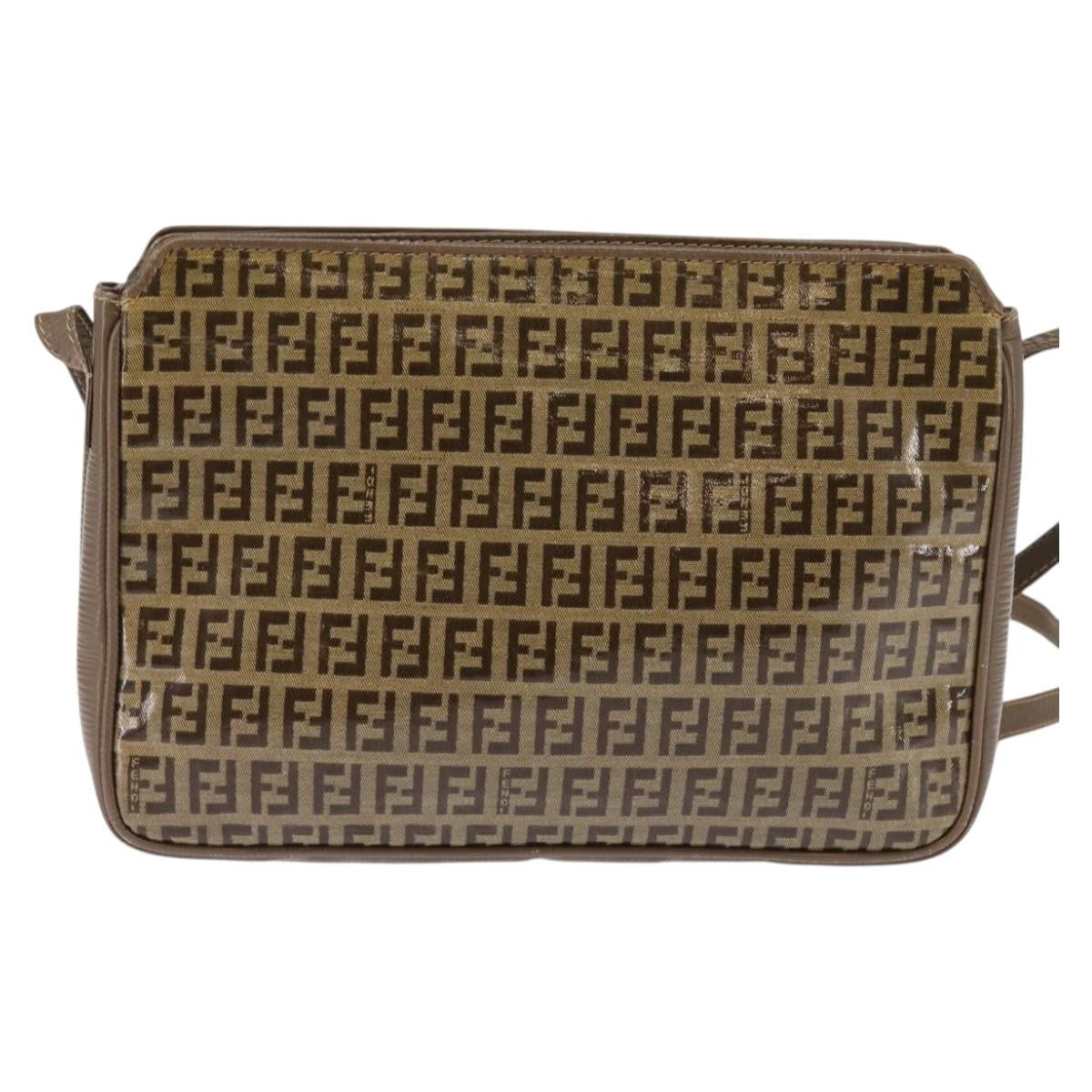 Fendi Vintage Zip Crossbody Bag Zucchino Canvas Beige Canvas Shoulder Bag Bag