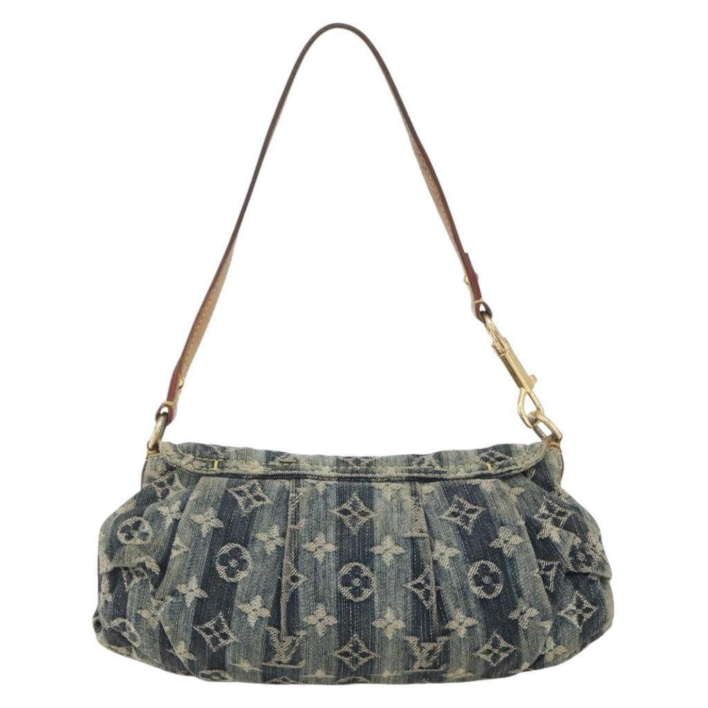 Louis Vuitton Pleaty Raye Handbag Striped Monogram Denim Blue Denim_Jeans Shoulder Bag